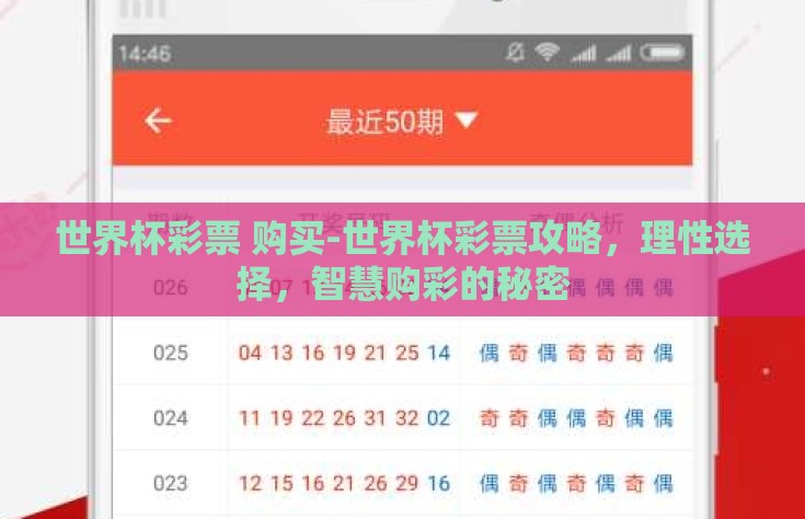 世界杯彩票 购买-世界杯彩票攻略，理性选择，智慧购彩的秘密