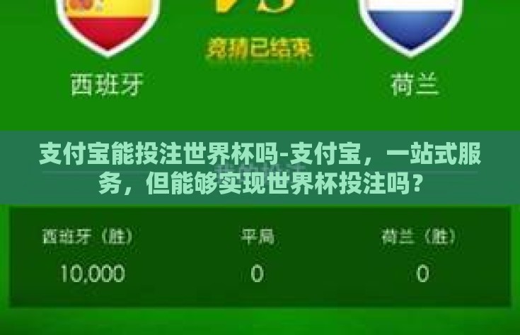 支付宝能投注世界杯吗-支付宝，一站式服务，但能够实现世界杯投注吗？
