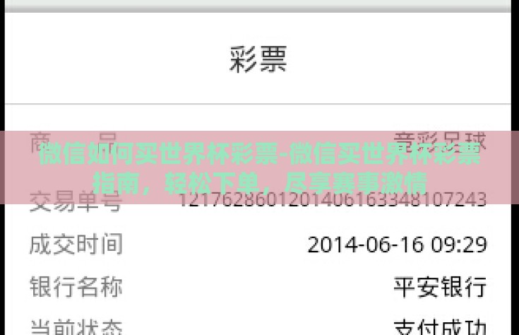 微信如何买世界杯彩票-微信买世界杯彩票指南，轻松下单，尽享赛事激情