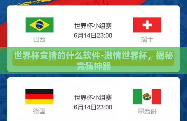 世界杯竞猜的什么软件-激情世界杯，揭秘竞猜神器