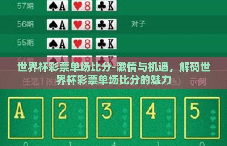 世界杯彩票单场比分-激情与机遇，解码世界杯彩票单场比分的魅力
