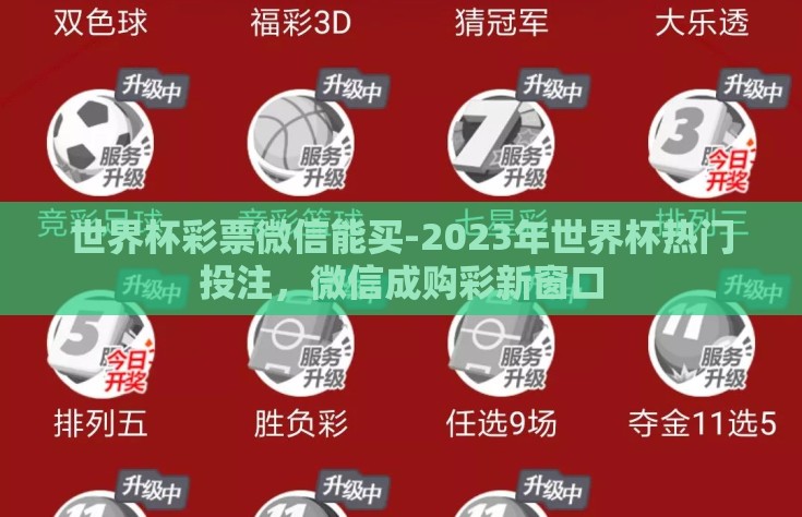 世界杯彩票微信能买-2023年世界杯热门投注，微信成购彩新窗口