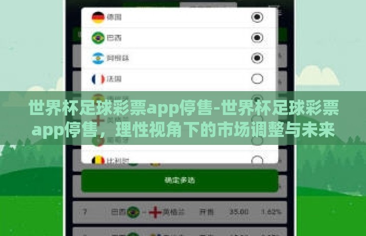 世界杯足球彩票app停售-世界杯足球彩票app停售，理性视角下的市场调整与未来展望