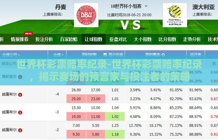 世界杯彩票赔率纪录-世界杯彩票赔率纪录，揭示赛场的预言家与投注者的策略