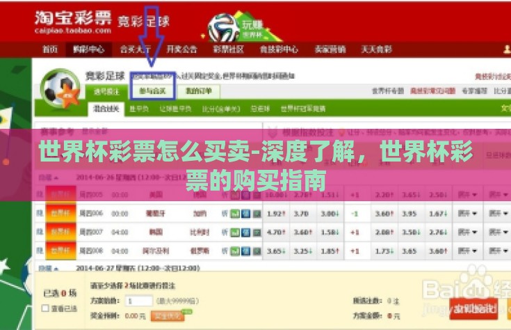 世界杯彩票怎么买卖-深度了解，世界杯彩票的购买指南