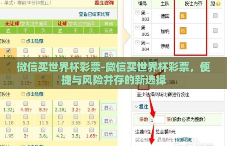 微信买世界杯彩票-微信买世界杯彩票，便捷与风险并存的新选择