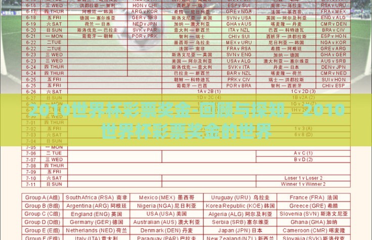 2010世界杯彩票奖金-回顾与探知，2010世界杯彩票奖金的世界