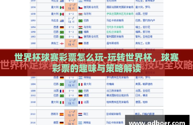世界杯球赛彩票怎么玩-玩转世界杯，球赛彩票的趣味与策略解读
