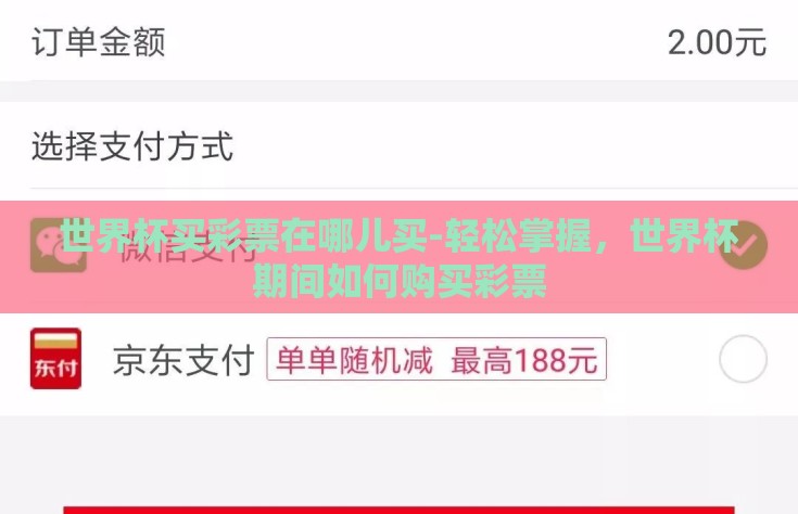 世界杯买彩票在哪儿买-轻松掌握，世界杯期间如何购买彩票