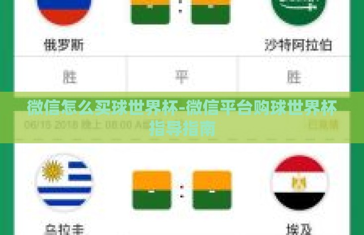 微信怎么买球世界杯-微信平台购球世界杯指导指南