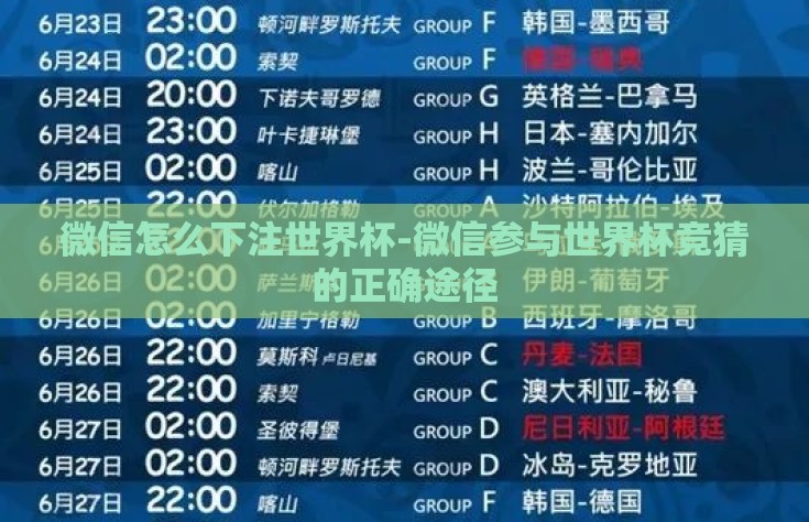 微信怎么下注世界杯-微信参与世界杯竞猜的正确途径