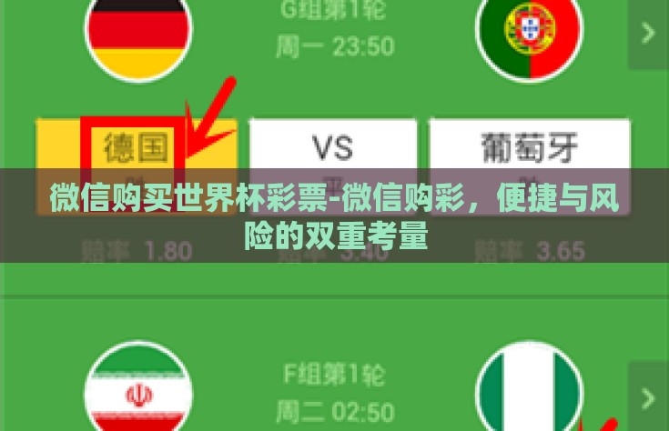 微信购买世界杯彩票-微信购彩，便捷与风险的双重考量