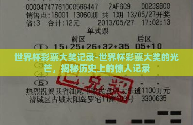 世界杯彩票大奖记录-世界杯彩票大奖的光芒，揭秘历史上的惊人记录