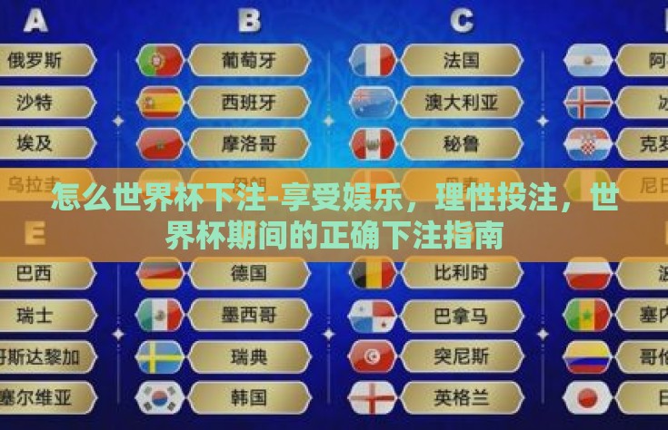 怎么世界杯下注-享受娱乐，理性投注，世界杯期间的正确下注指南