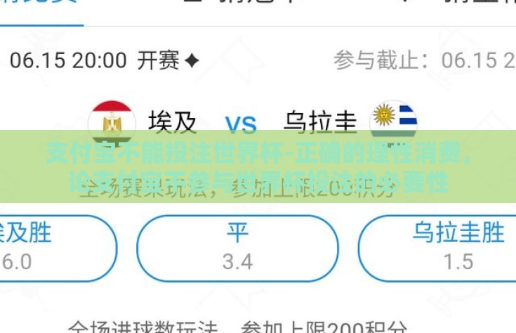 支付宝不能投注世界杯-正确的理性消费，论支付宝不参与世界杯投注的必要性