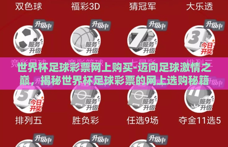 世界杯足球彩票网上购买-迈向足球激情之巅，揭秘世界杯足球彩票的网上选购秘籍