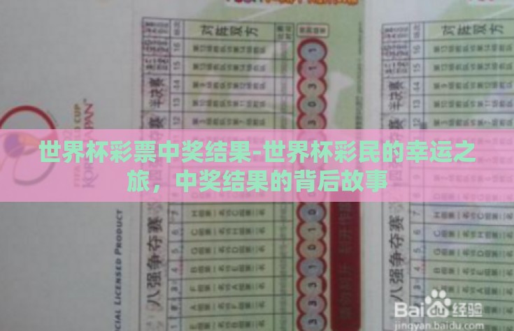 世界杯彩票中奖结果-世界杯彩民的幸运之旅，中奖结果的背后故事