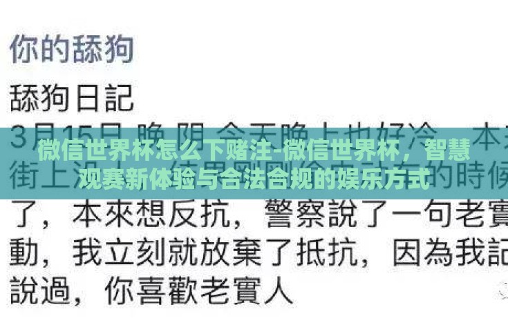 微信世界杯怎么下赌注-微信世界杯，智慧观赛新体验与合法合规的娱乐方式