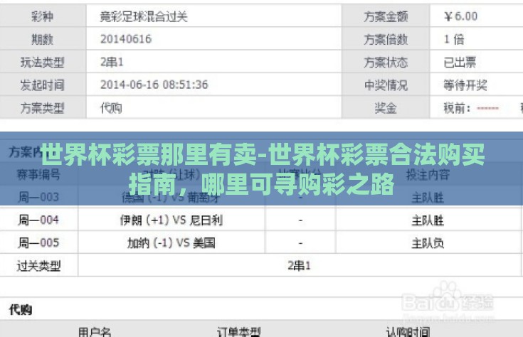 世界杯彩票那里有卖-世界杯彩票合法购买指南，哪里可寻购彩之路