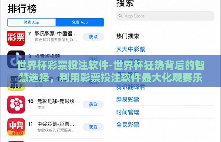 世界杯彩票投注软件-世界杯狂热背后的智慧选择，利用彩票投注软件最大化观赛乐趣