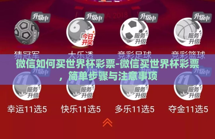 微信如何买世界杯彩票-微信买世界杯彩票，简单步骤与注意事项