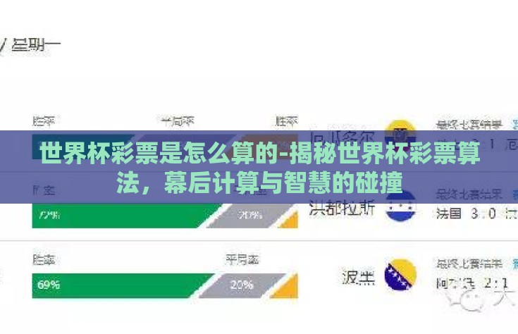 世界杯彩票是怎么算的-揭秘世界杯彩票算法，幕后计算与智慧的碰撞
