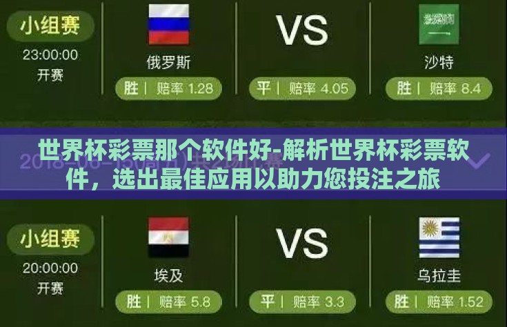 世界杯彩票那个软件好-解析世界杯彩票软件，选出最佳应用以助力您投注之旅